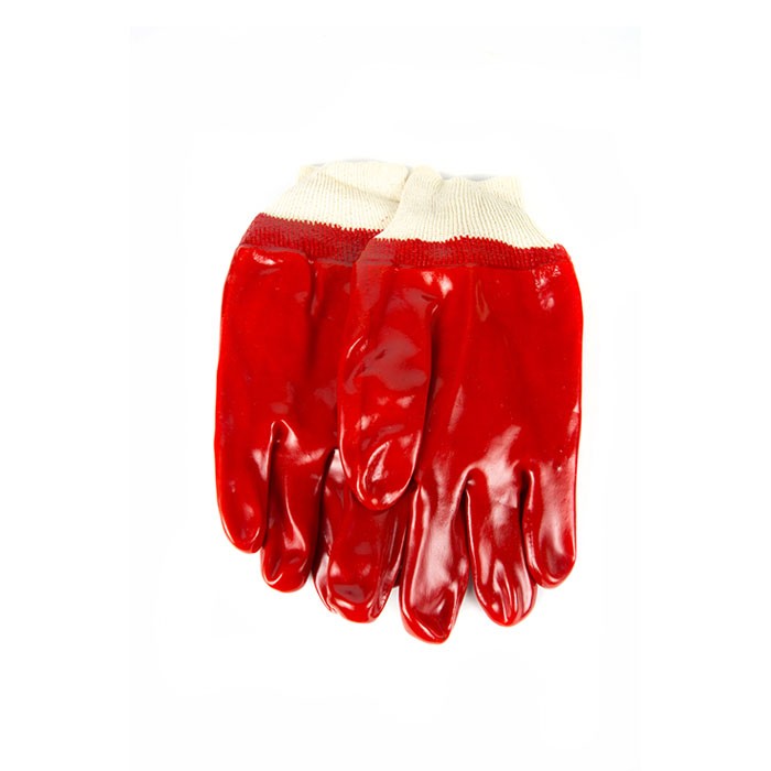 PVC Red Knitted Wrist Glove